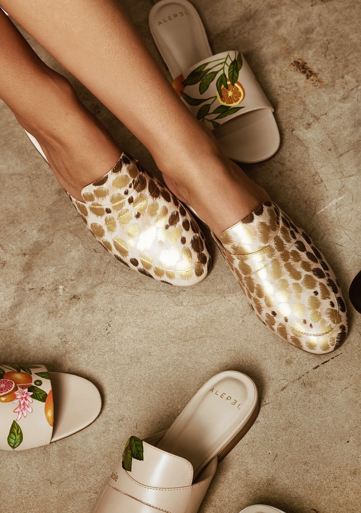 Gold Cheetah Beige Mule - ALEPEL