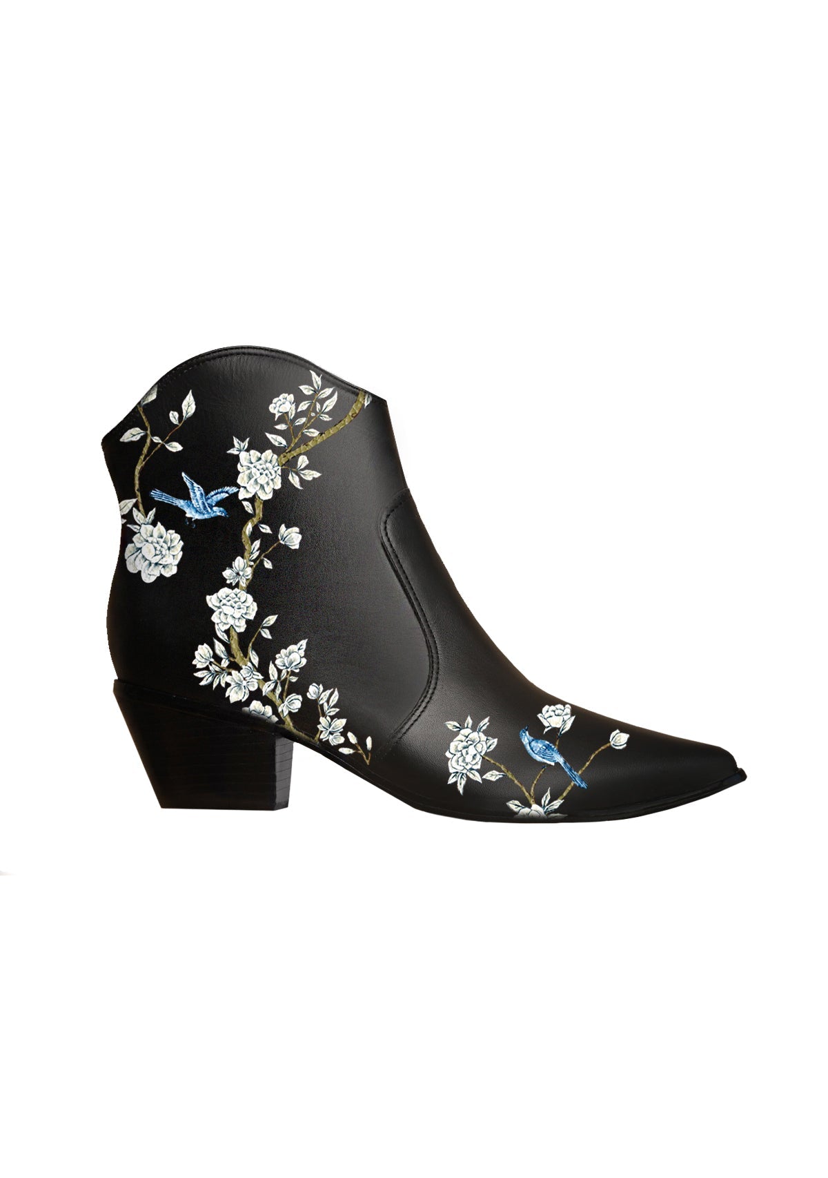 Japanese Garden Black Cowboy Boot - ALEPEL