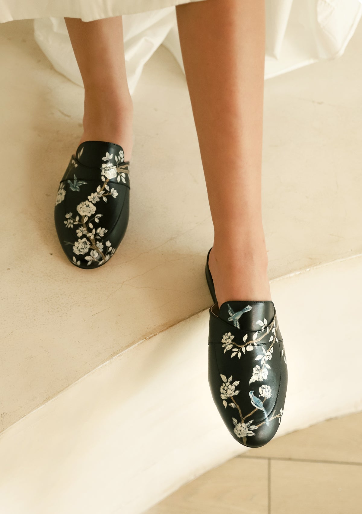 Japanese Garden Black Mule - ALEPEL