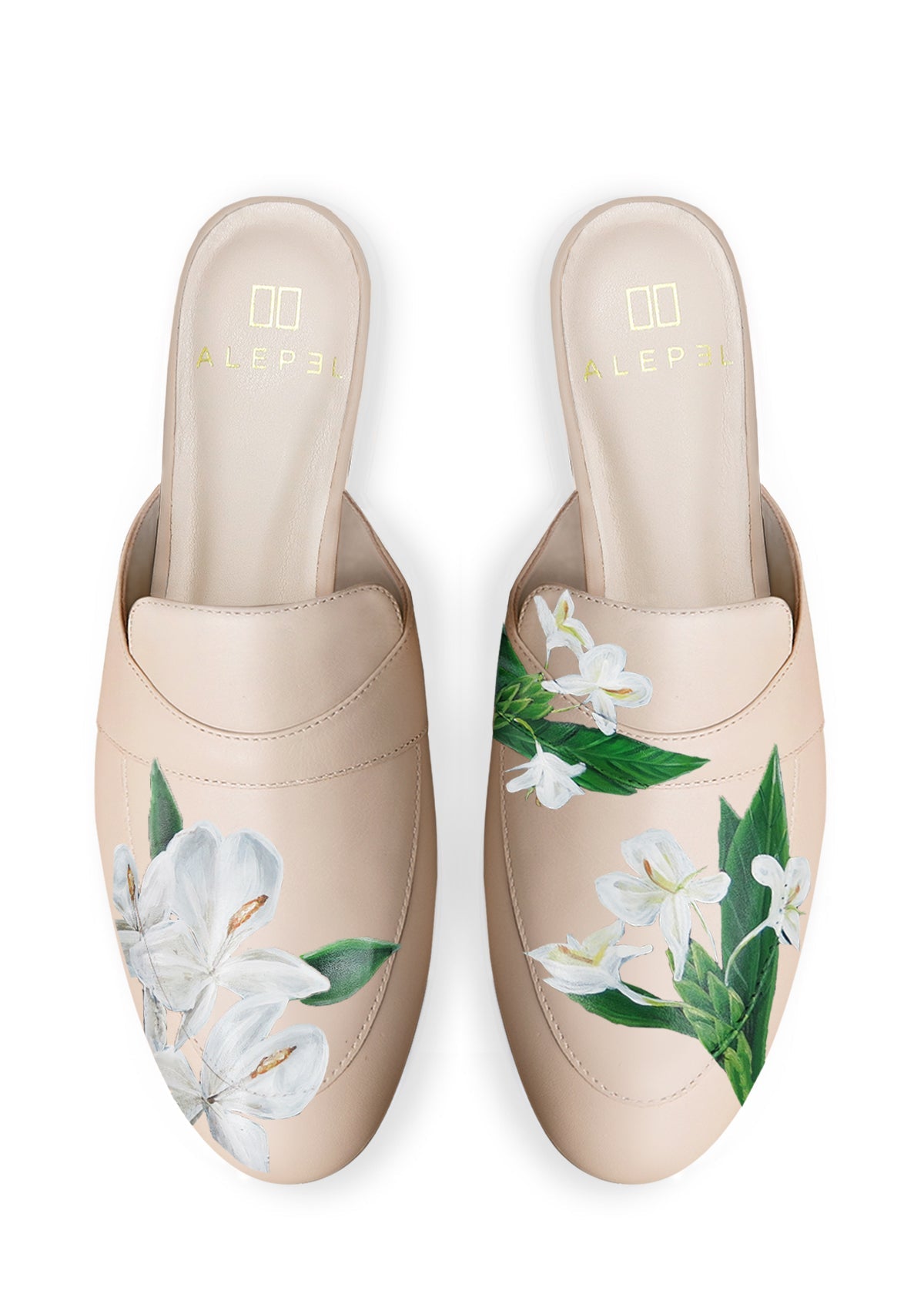 Mariposa Flower Beige Mule - ALEPEL