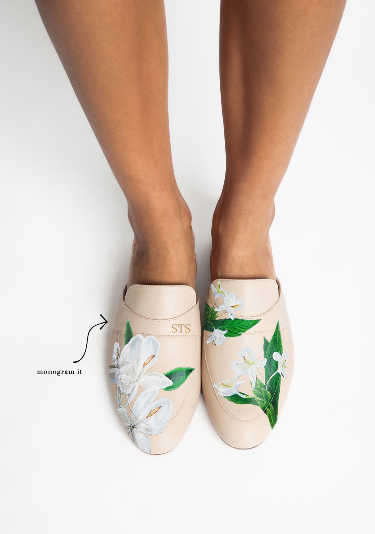Mariposa Flower Beige Mule - ALEPEL