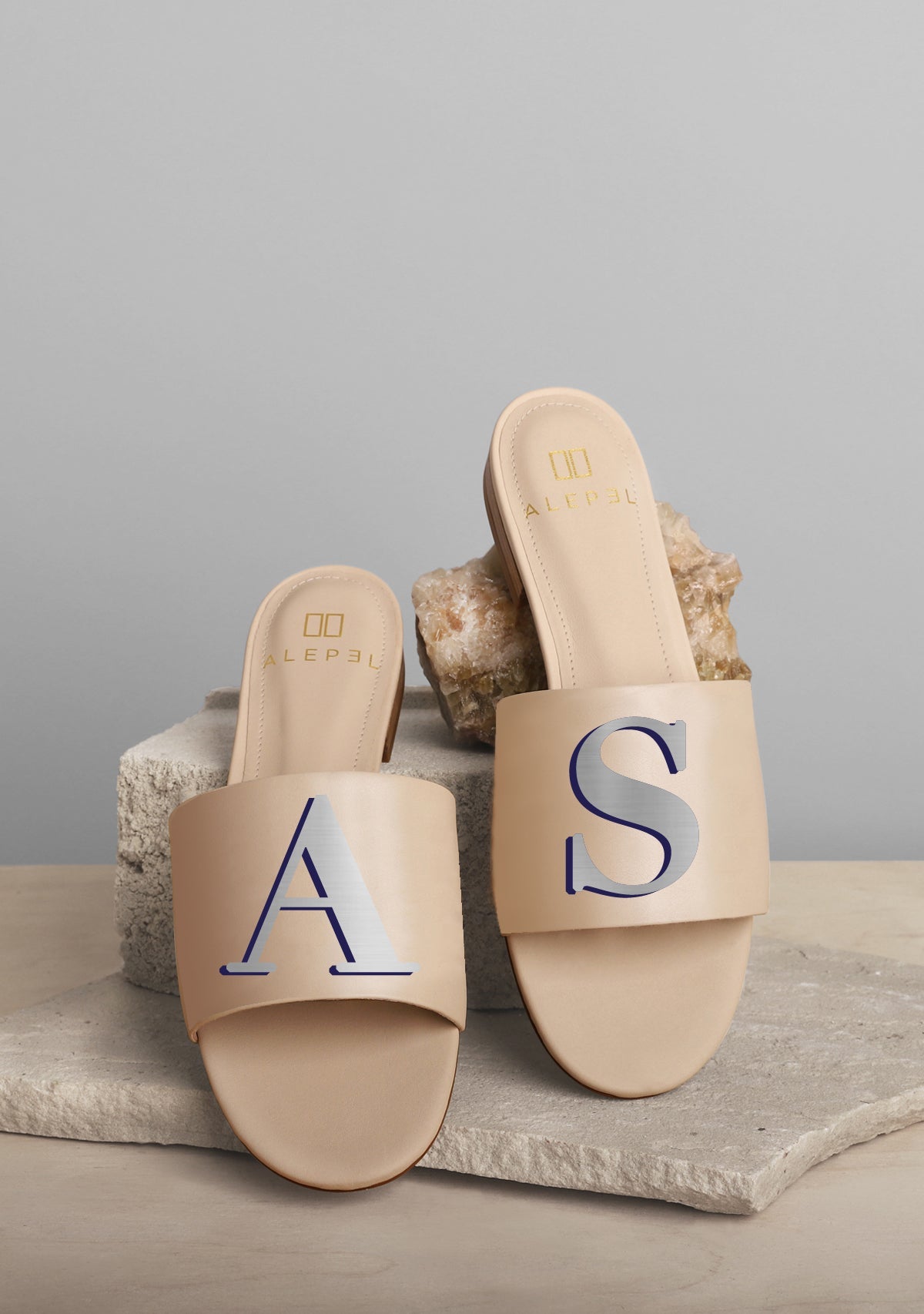 Monogram Beige Slide - ALEPEL