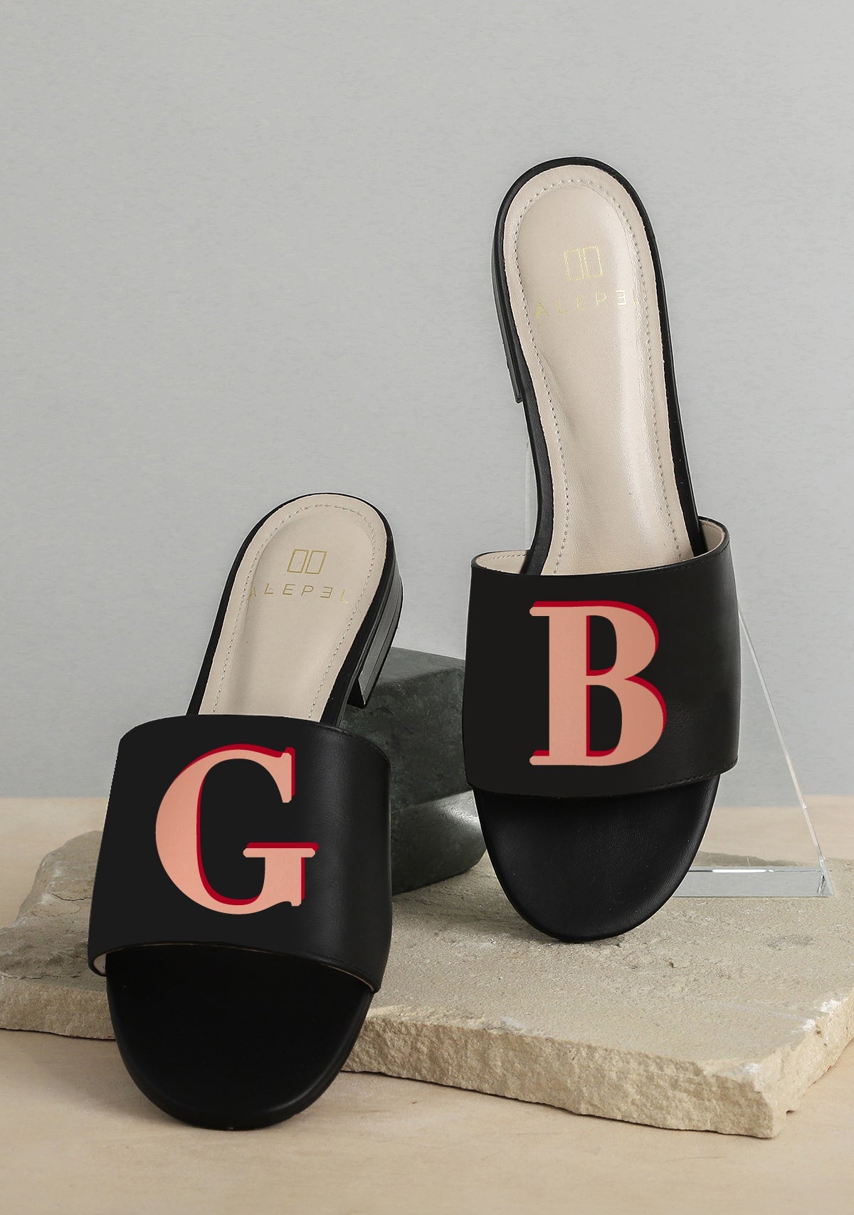 Monogram Black Slide - ALEPEL