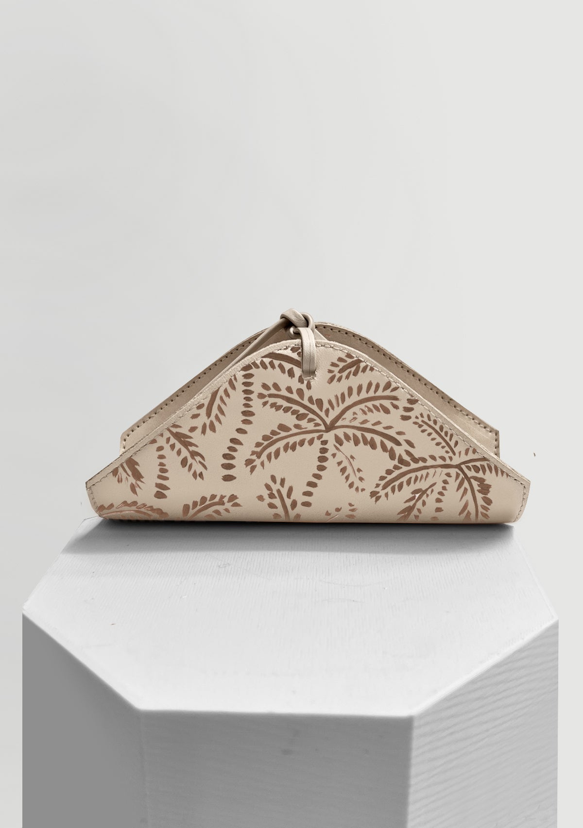 Taupe Abstract Palms Beige Napkin Holder Set - ALEPEL
