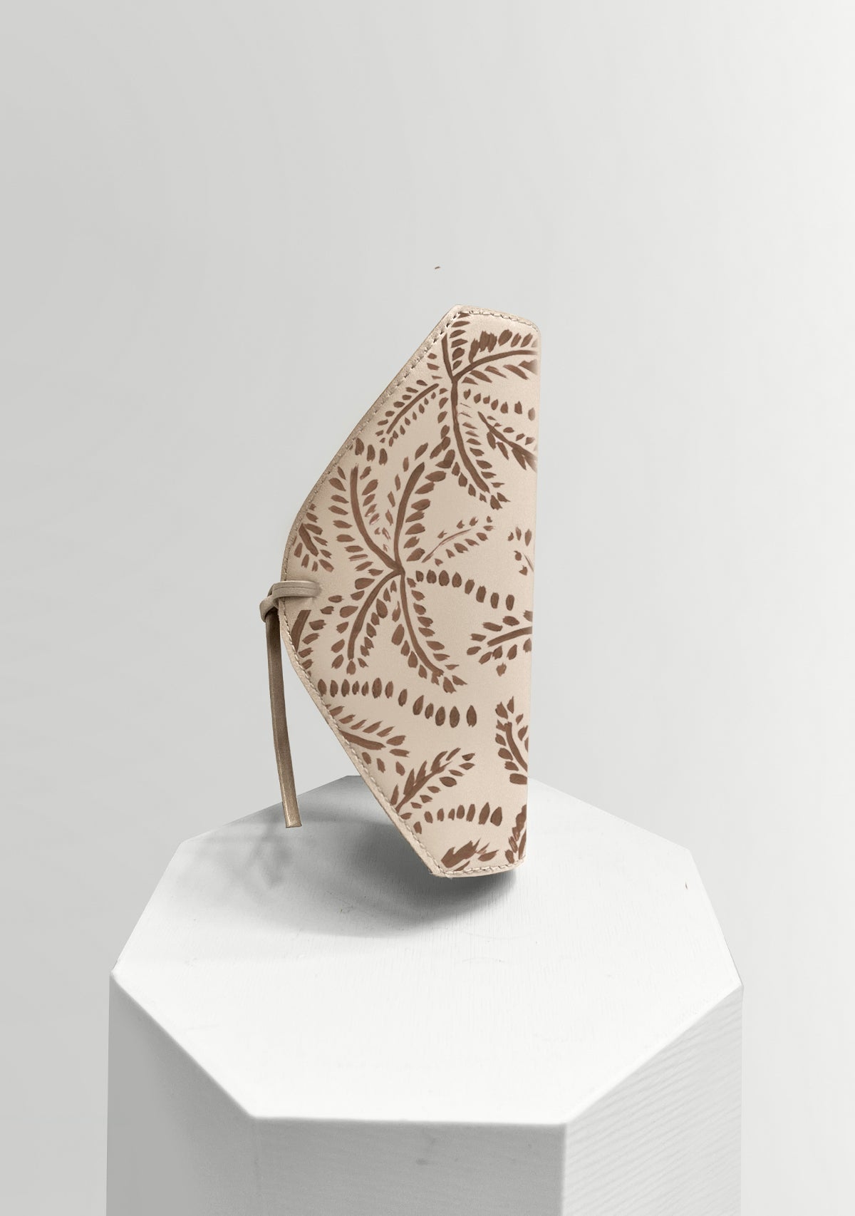 Taupe Abstract Palms Beige Napkin Holder Set - ALEPEL