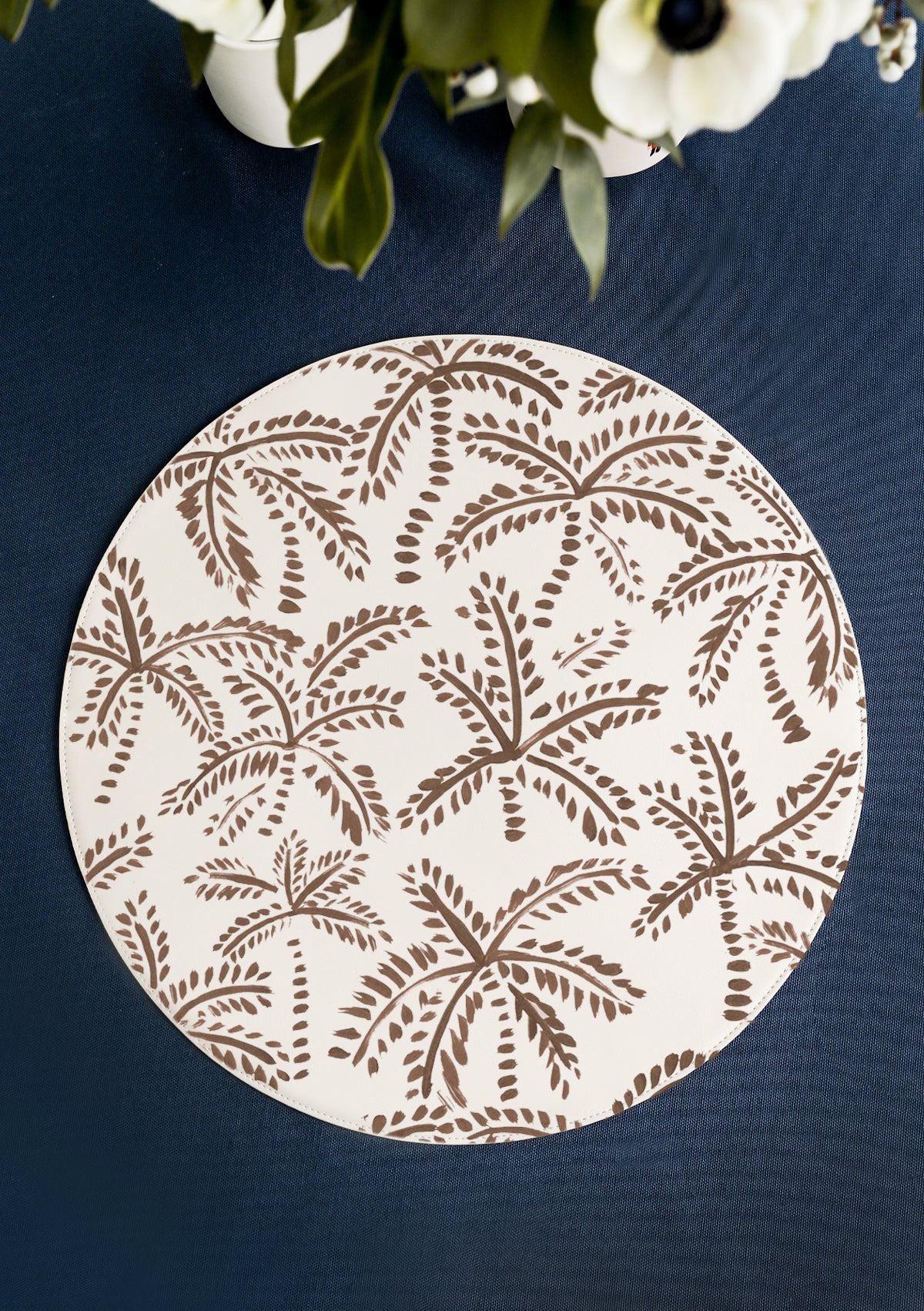 Taupe Abstract Palms Beige Placemat - ALEPEL