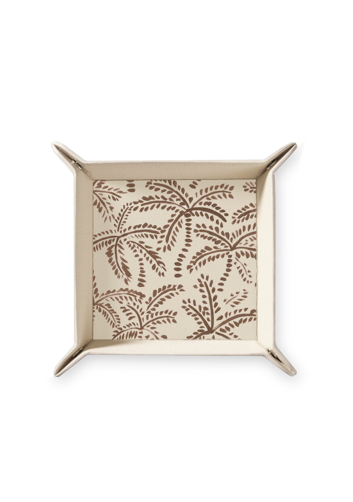 Taupe Abstract Palms Beige Tray - ALEPEL