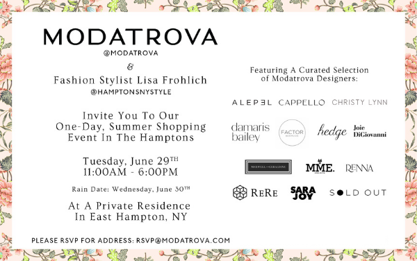 June 29, 2021 | Summer Shopping Event at the Hamptons with Modatrova and Fashion Stylist, Lisa Frohlich