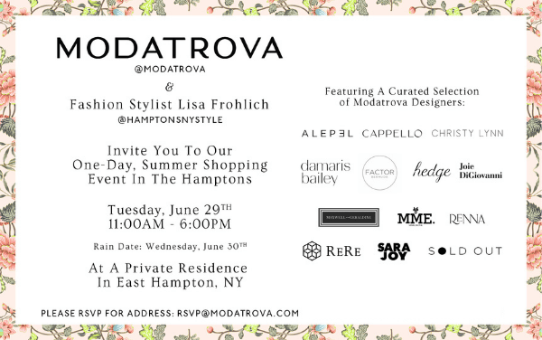 June 29, 2021 | Summer Shopping Event at the Hamptons with Modatrova and Fashion Stylist, Lisa Frohlich - ALEPEL