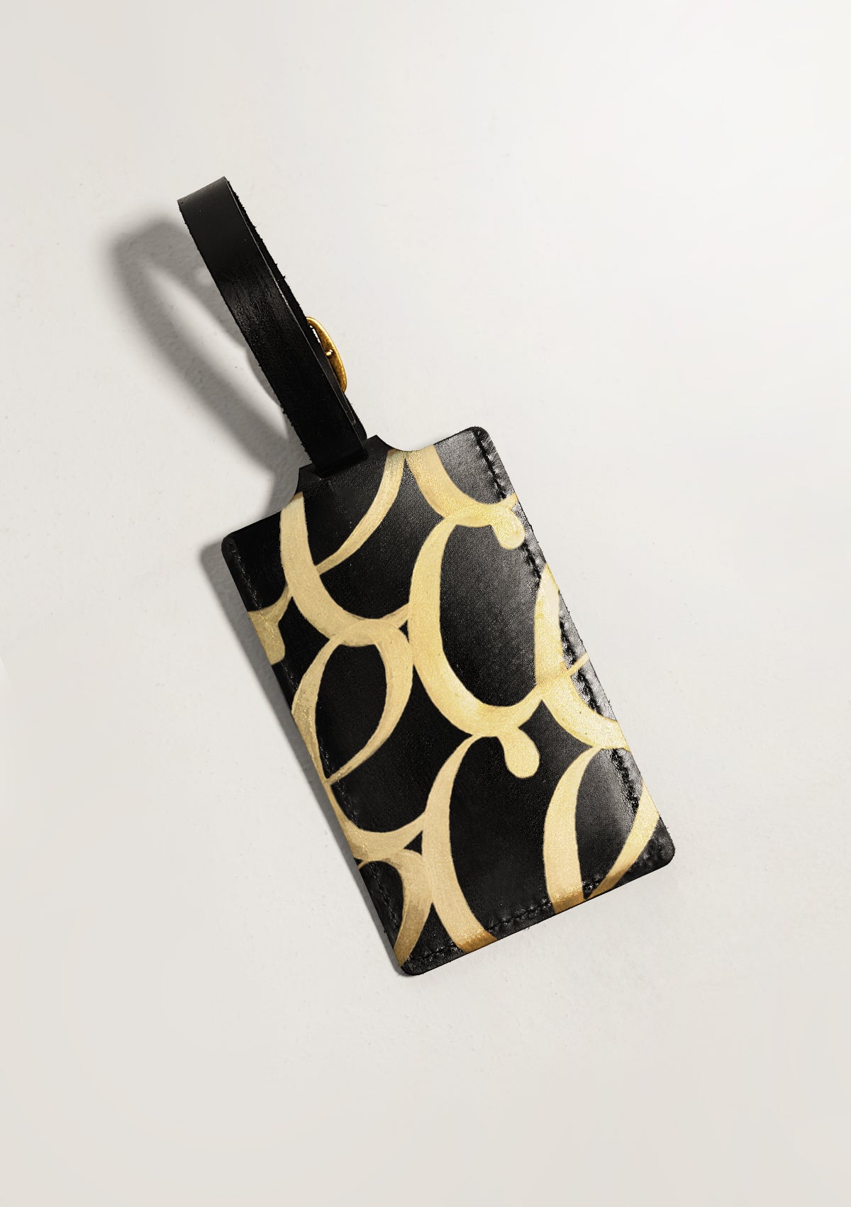 Monogram Pattern Black Luggage Tag