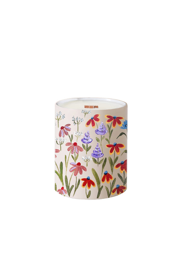 Floral Print Beige Candle