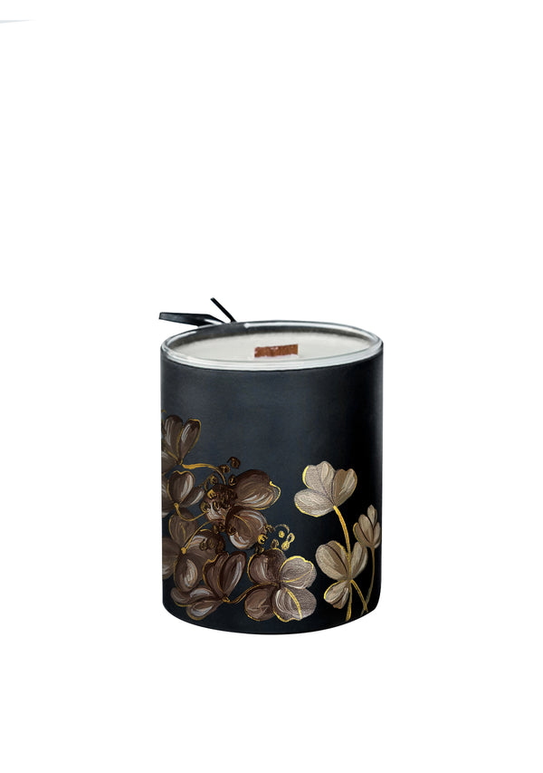 Coffee Flowers Black Candle