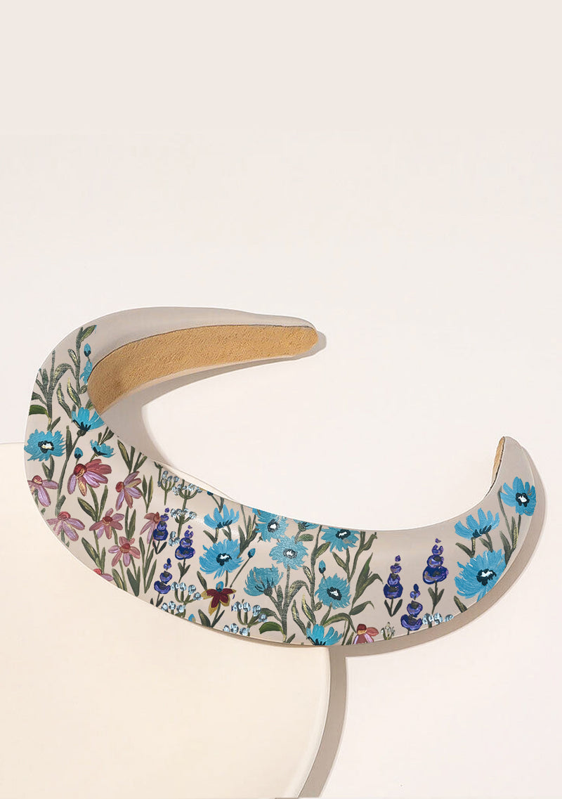 Floral Print Beige Headband