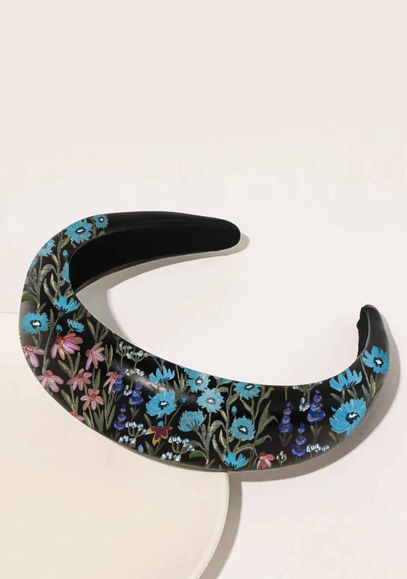 Floral Print Black Headband