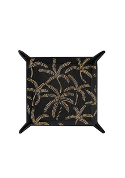 Beige Abstract Palms Black Tray
