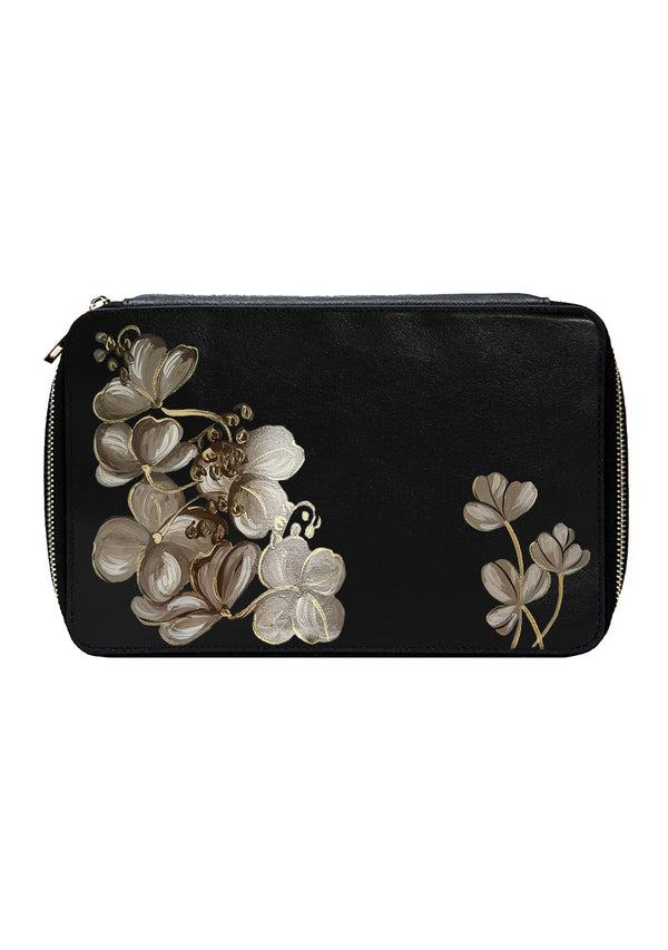 Coffee Flowers Black Pouch
