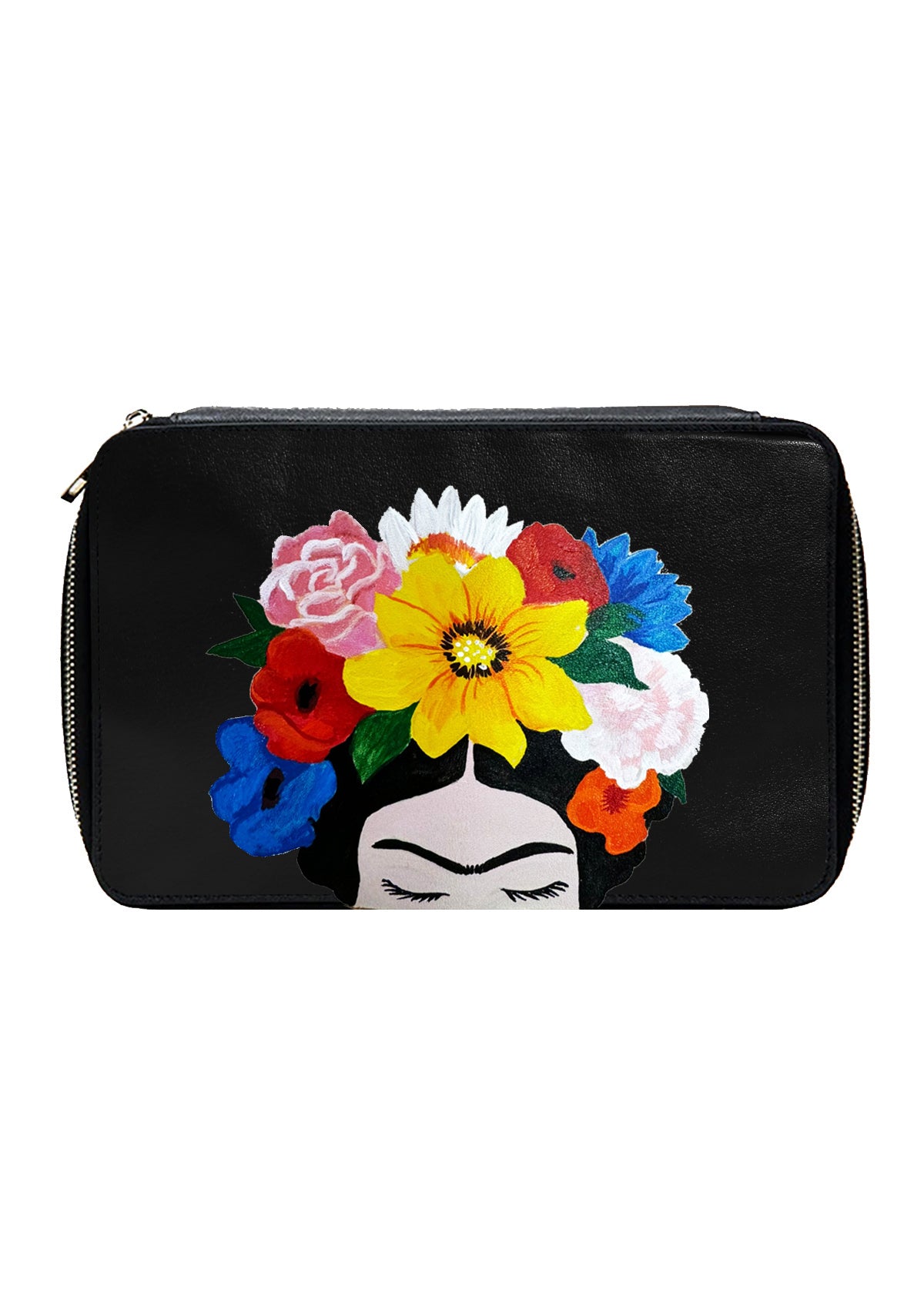 Her Floral Crown Black Pouch