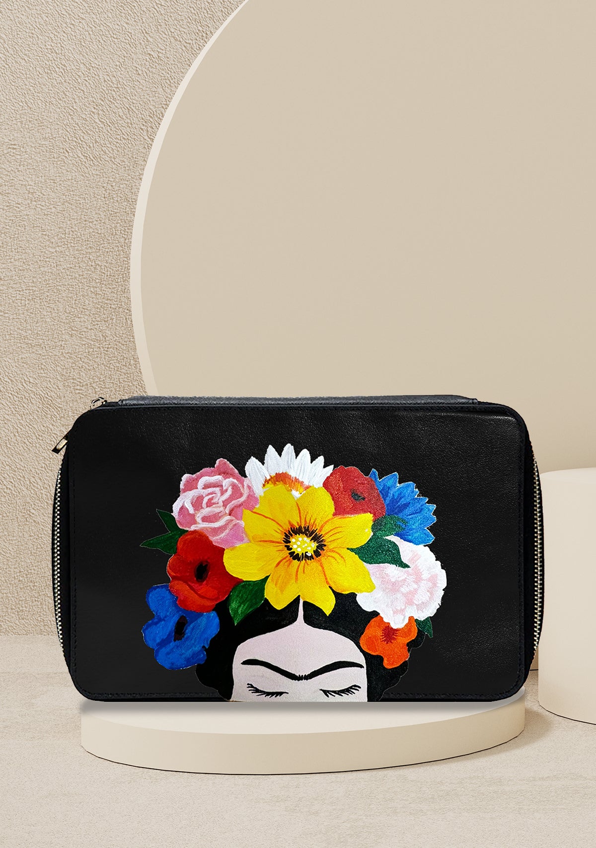 Her Floral Crown Black Pouch