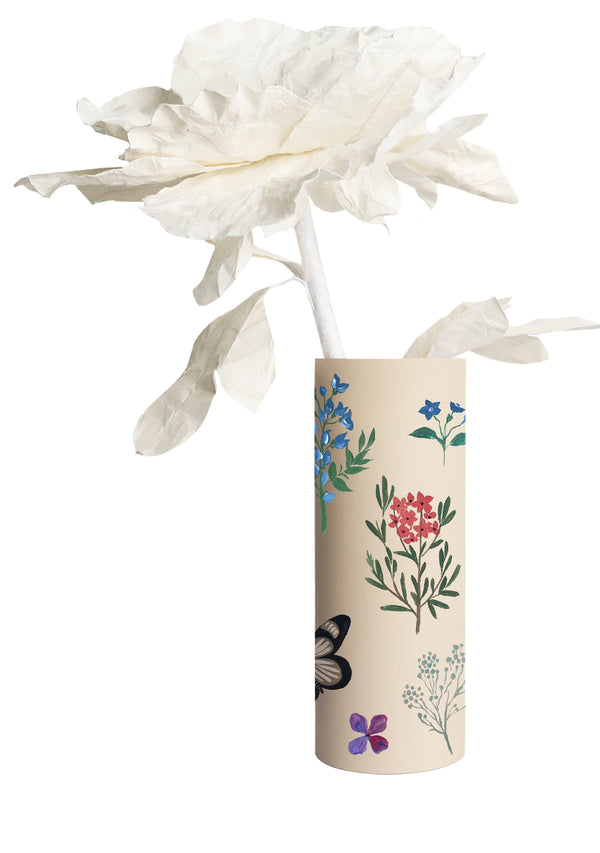 Pressed Flowers Beige Vase