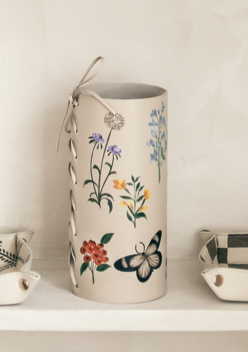 Pressed Flowers Beige Vase