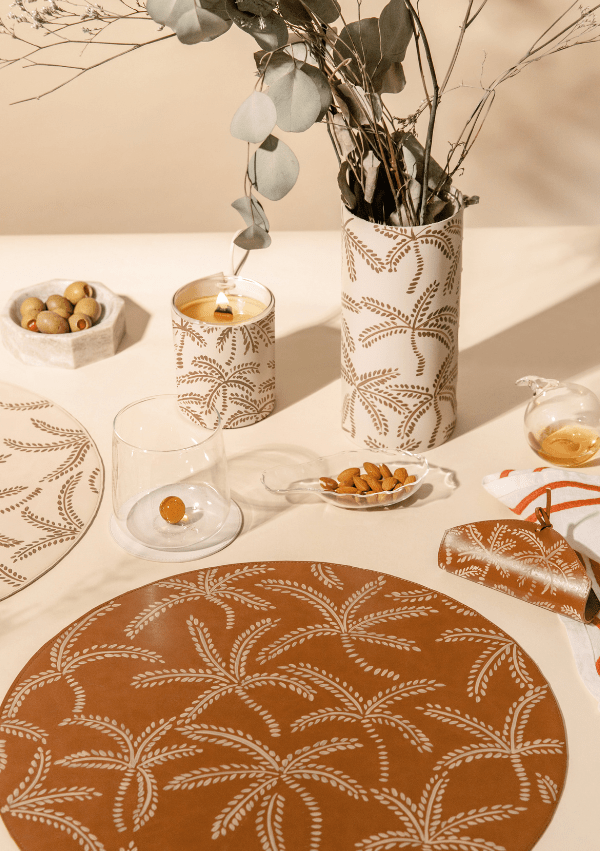Beige Abstract Palms Brown Placemat - ALEPEL