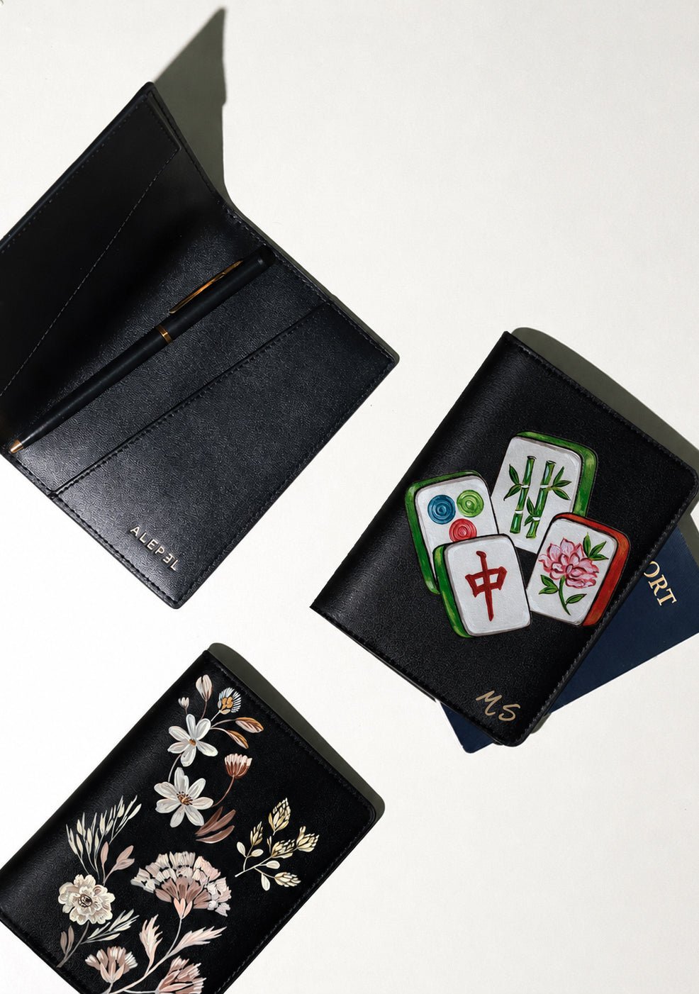 Black Passport Holder Custom Design - ALEPEL