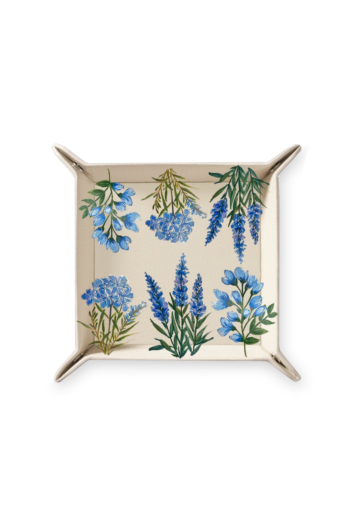 Blue Flowers Beige Tray - ALEPEL
