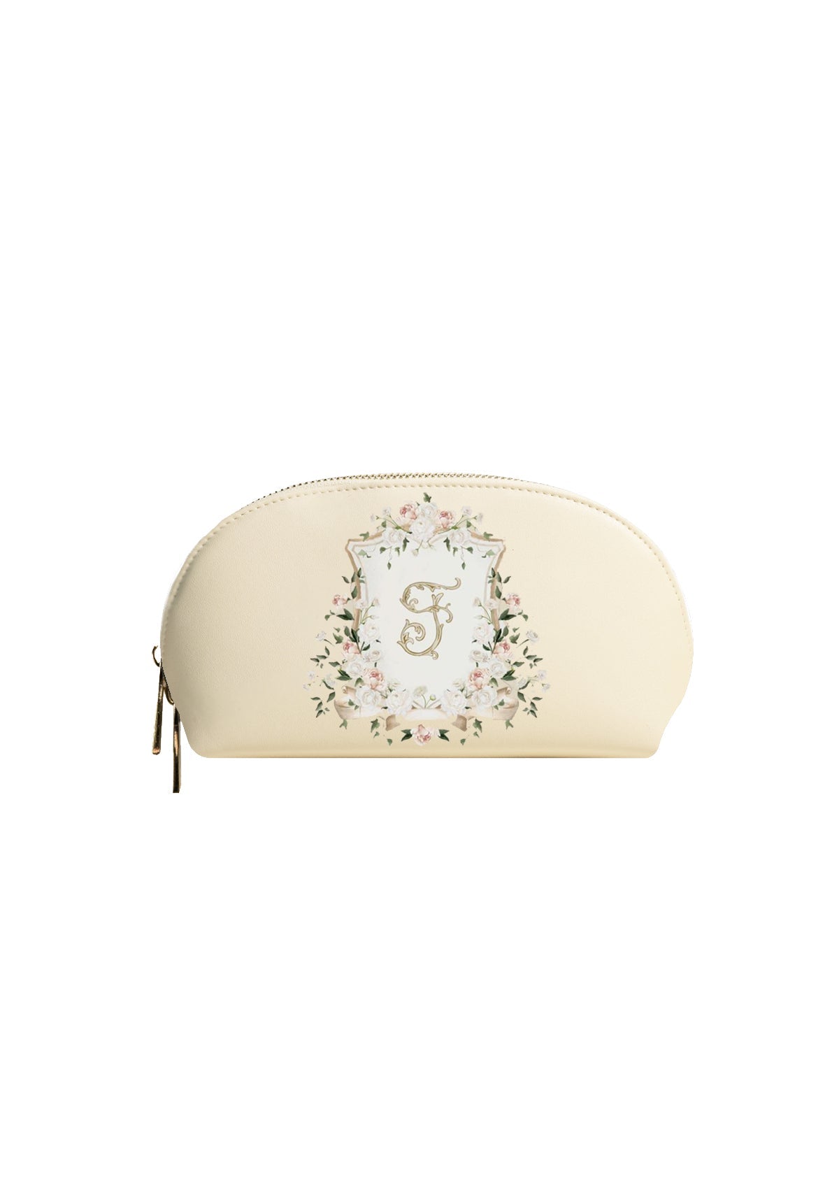 Blush Crest Beige Makeup Bag | Bridal by Emily Mayne Studio x ALEPEL - ALEPEL