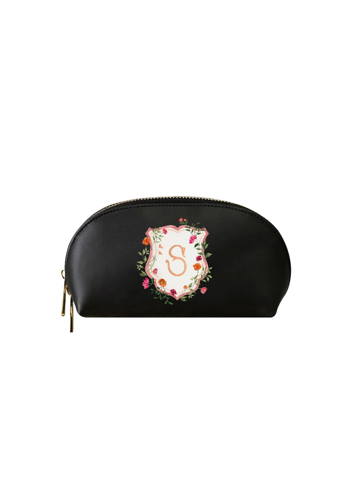 Bougainvillea Crest Black Makeup Bag | Bridal by Emily Mayne Studio x ALEPEL - ALEPEL