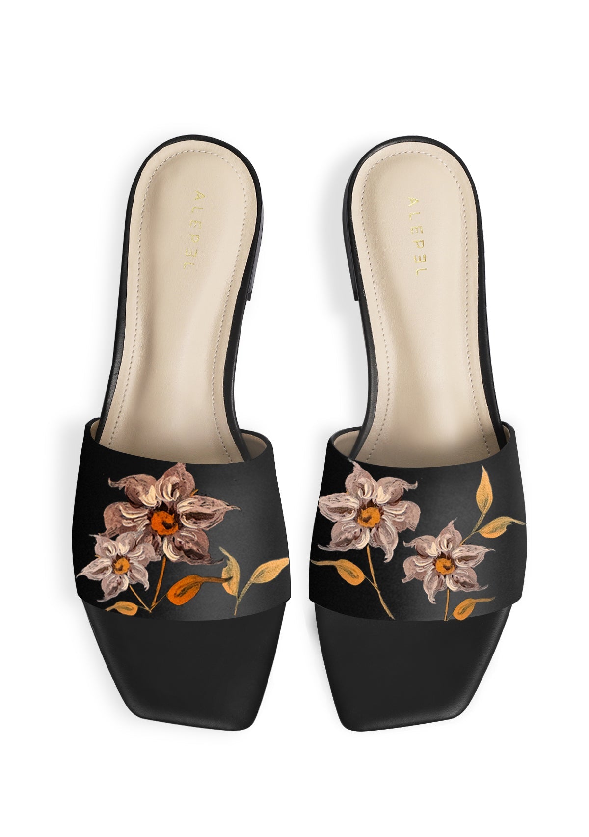 Caramel Florals Black Square - ALEPEL