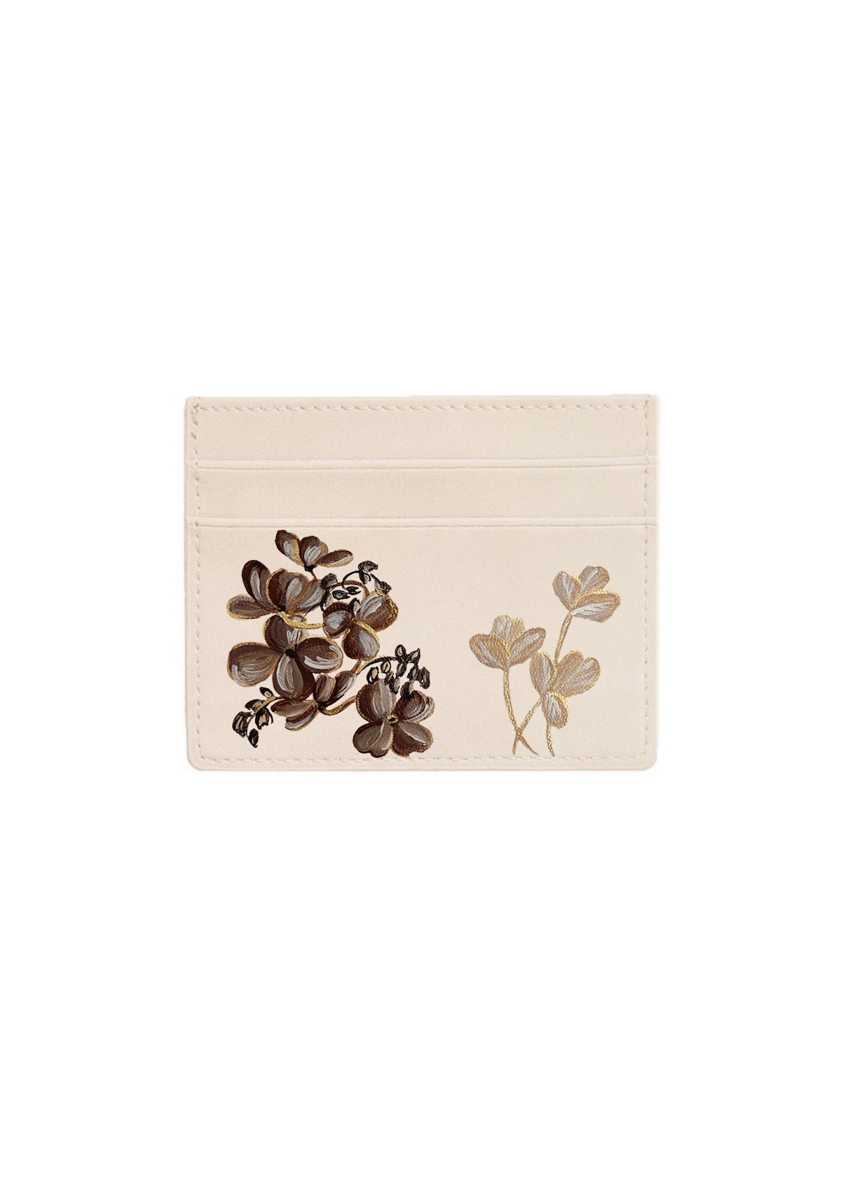 Coffee Flowers Beige Cardholder - ALEPEL