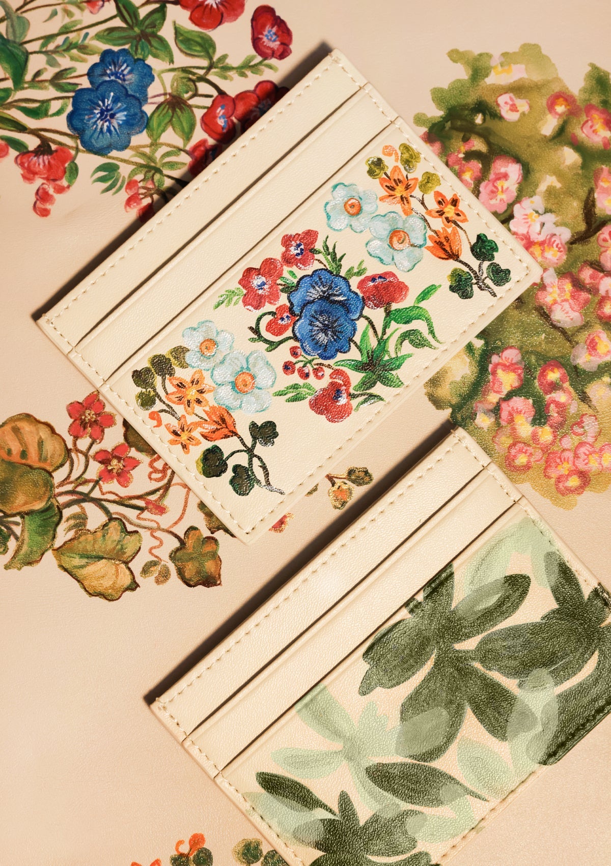 Fantasy Leaves Beige Cardholder - ALEPEL