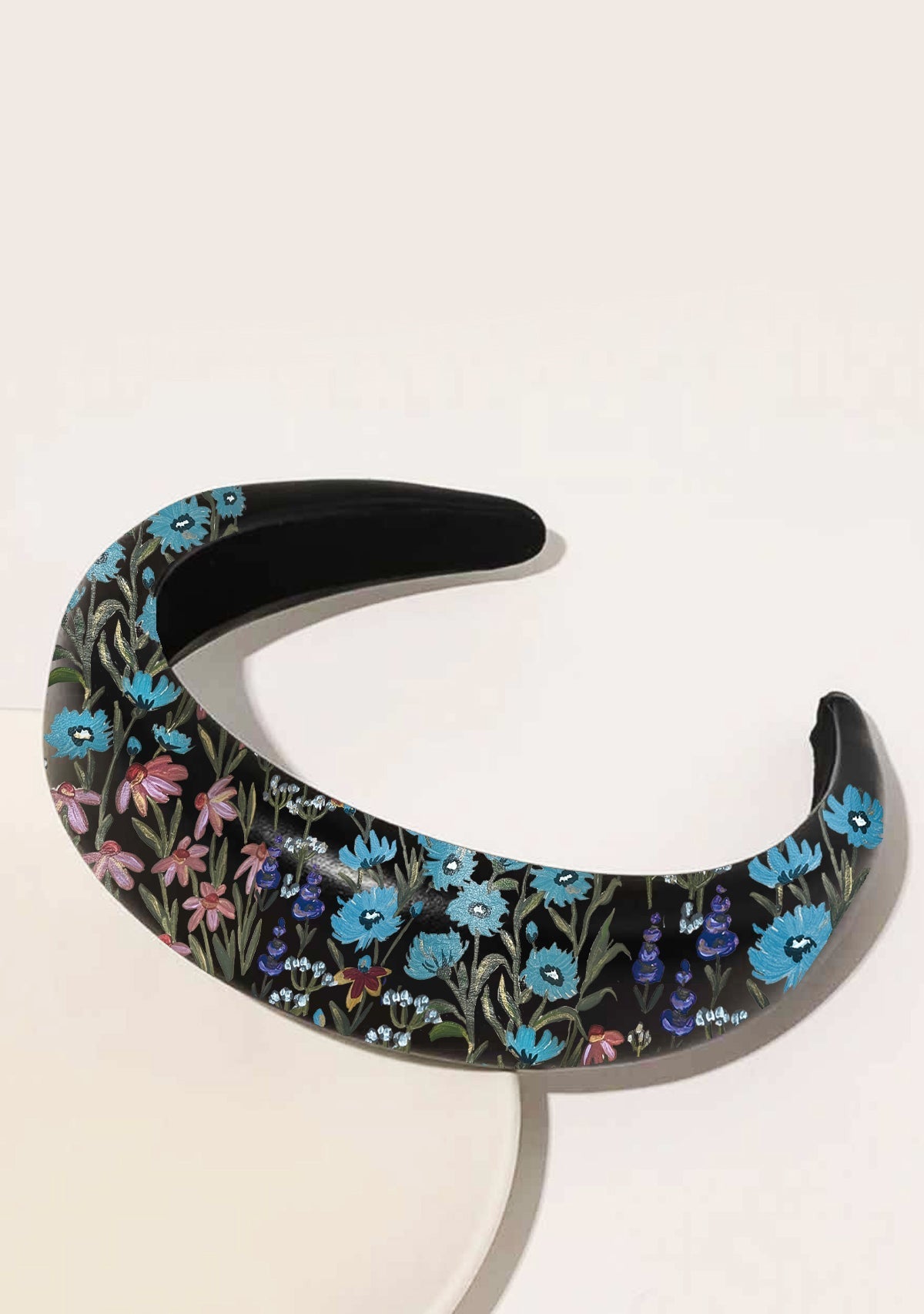 Floral Print Black Headband - ALEPEL
