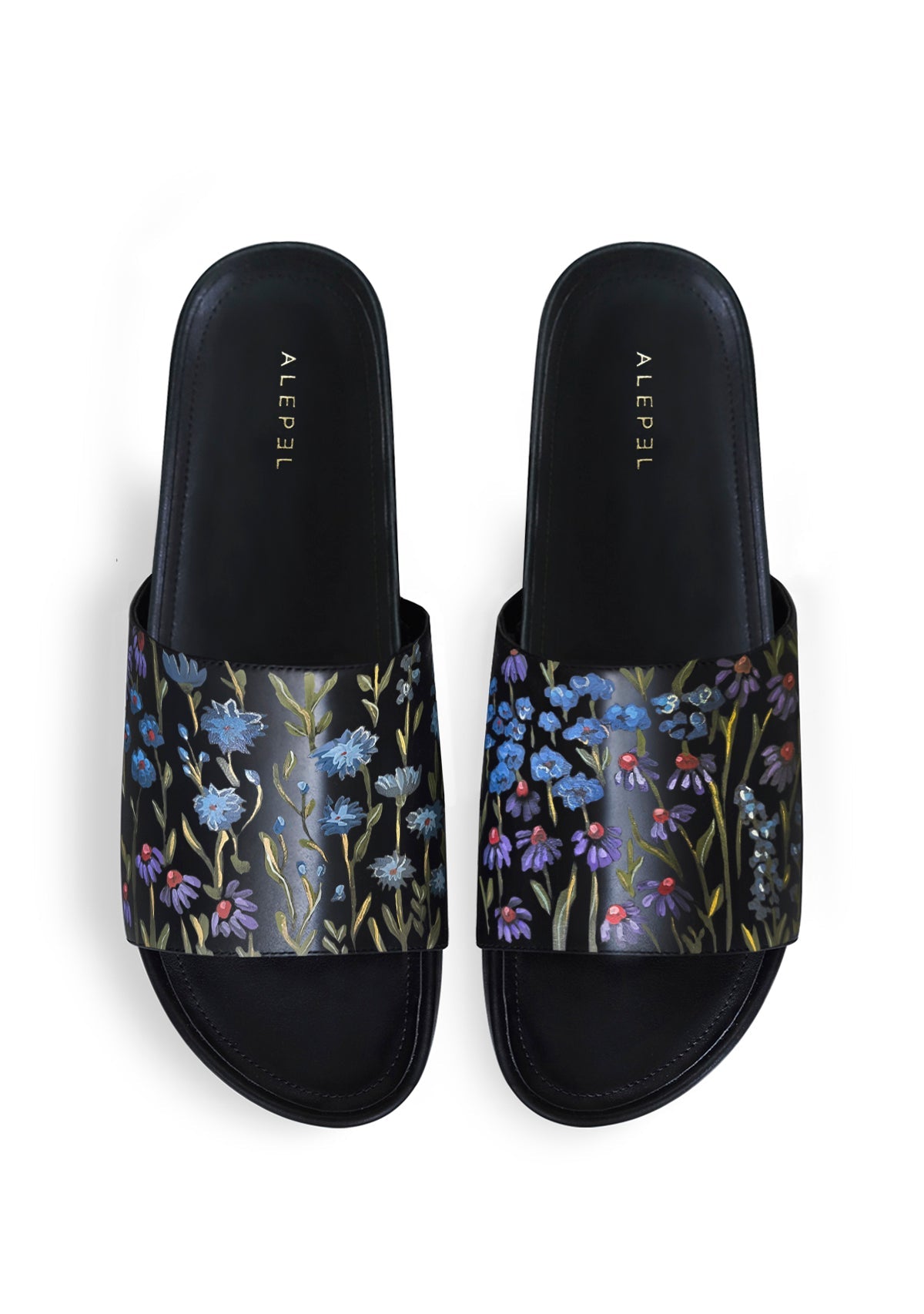 Floral Print Black Slip On - ALEPEL