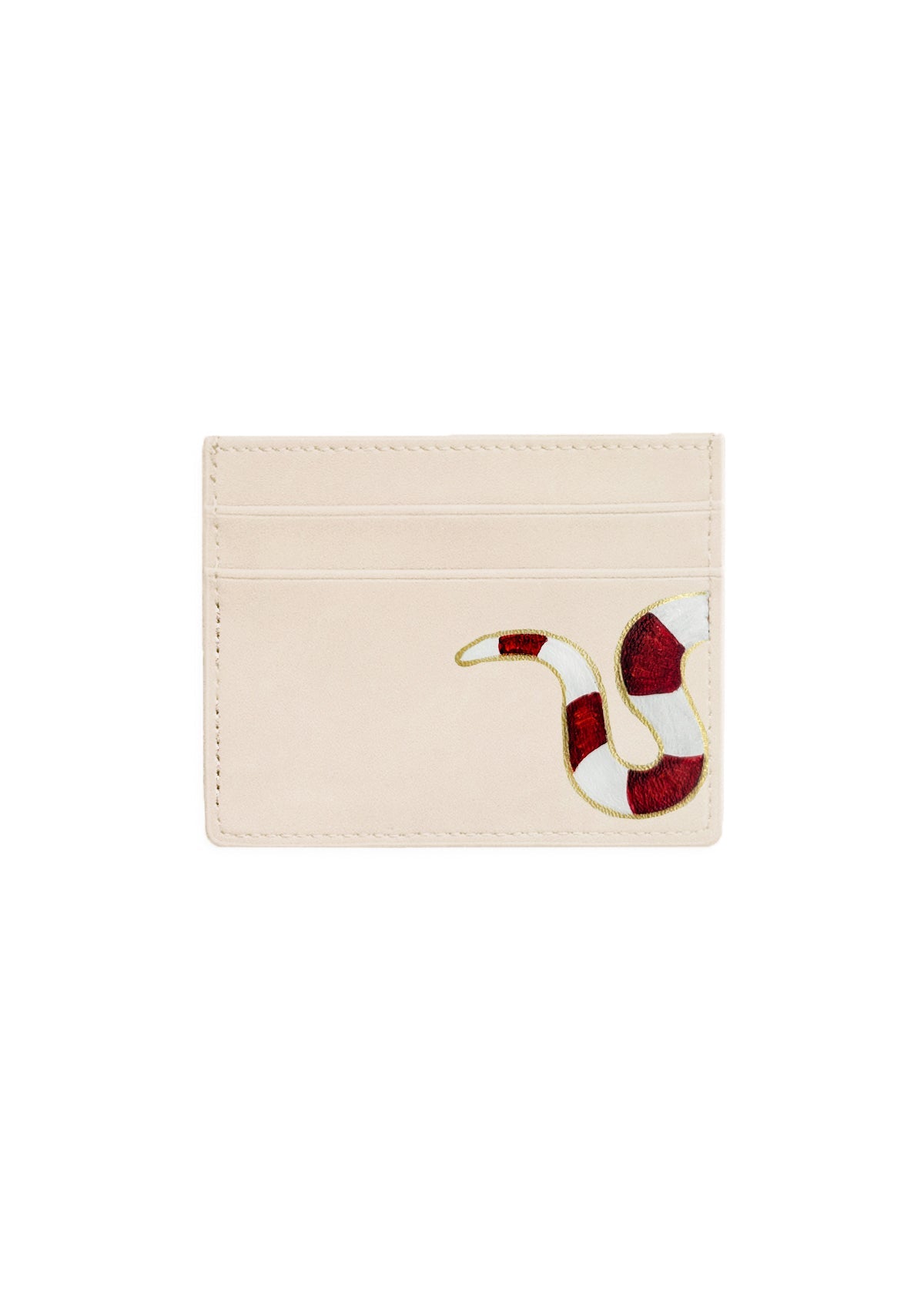Gold Snake Beige Cardholder - ALEPEL