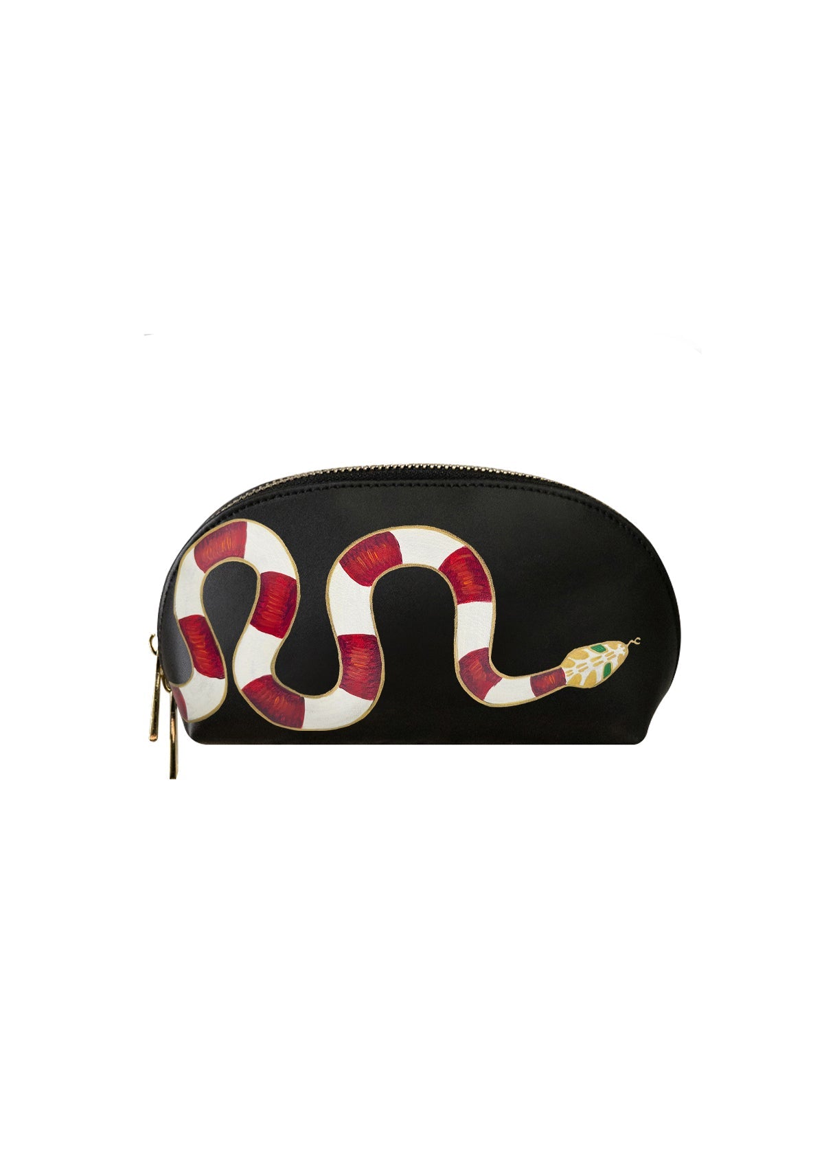 Gold Snake Black Makeup Bag - ALEPEL