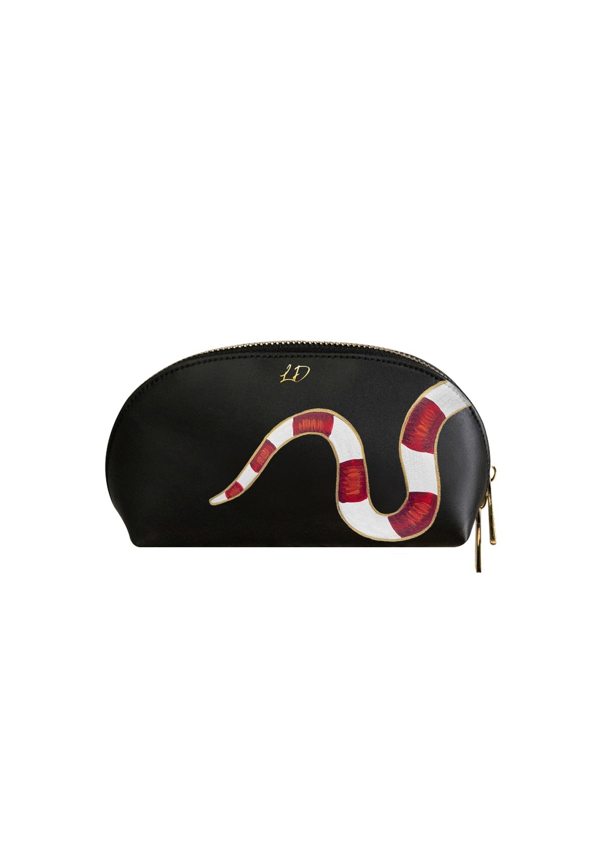 Gold Snake Black Makeup Bag - ALEPEL