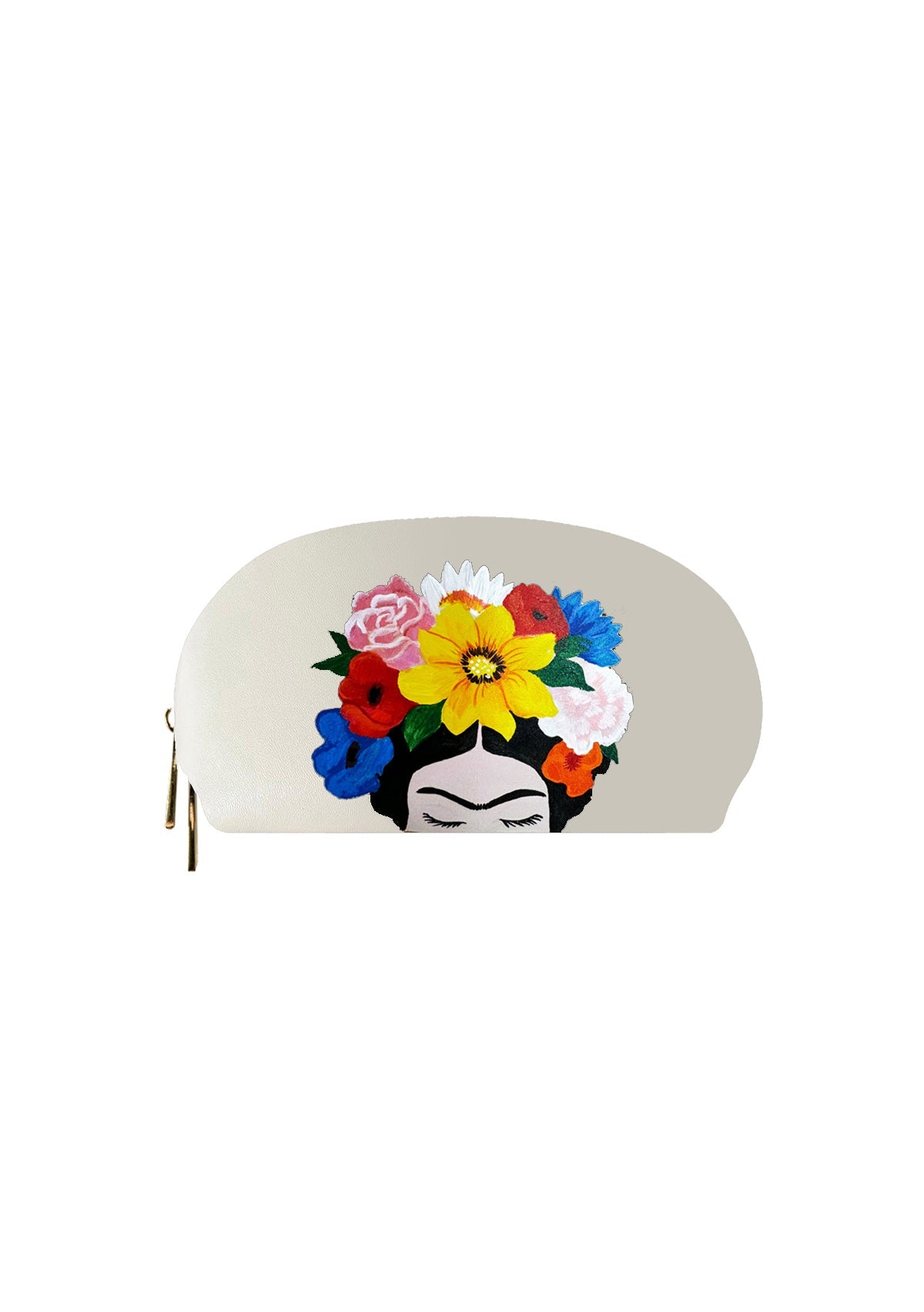 Her Floral Crown Beige Makeup Bag - ALEPEL