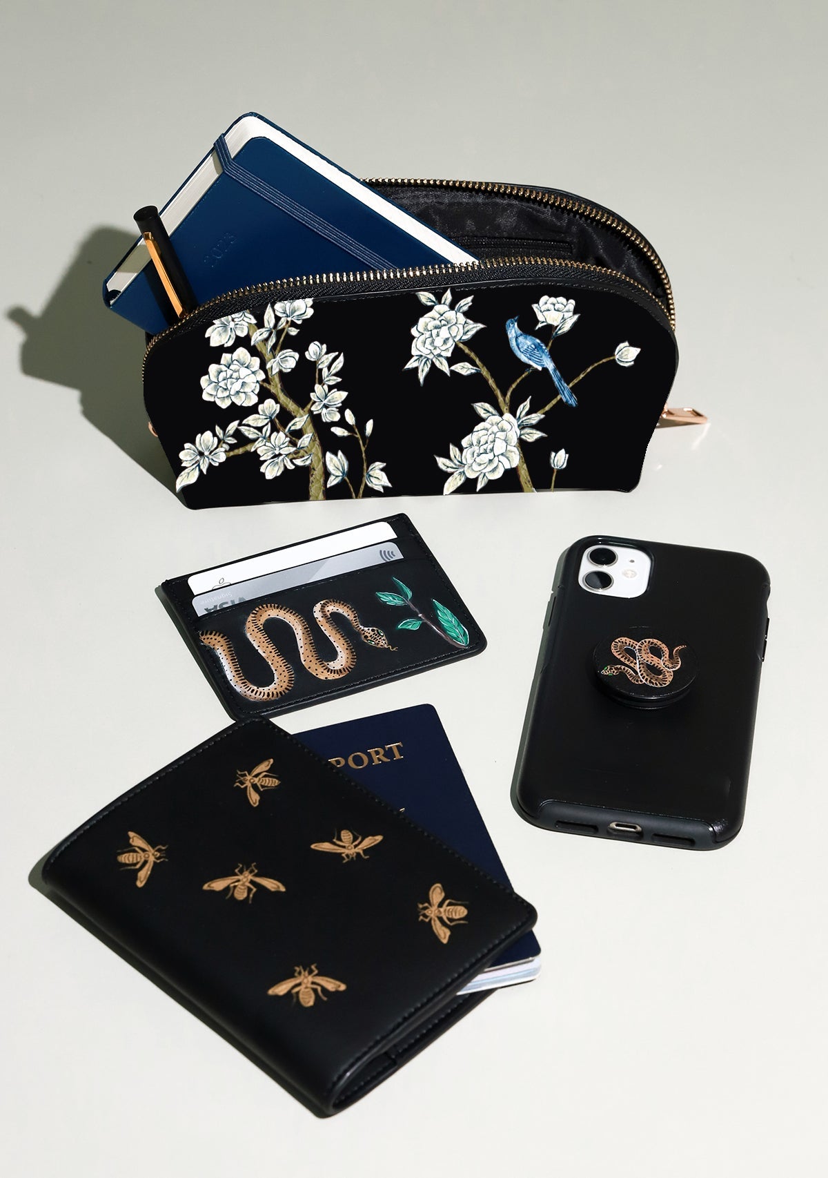 Japanese Garden Black Dopp Kit - ALEPEL