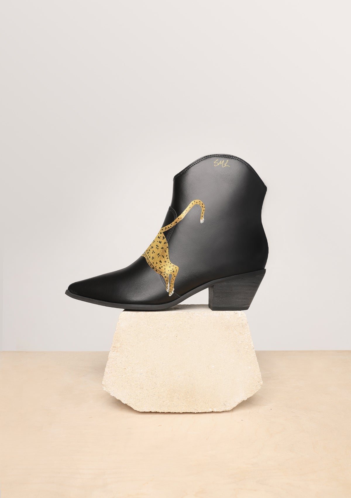 Leopard Black Cowboy Boot - ALEPEL