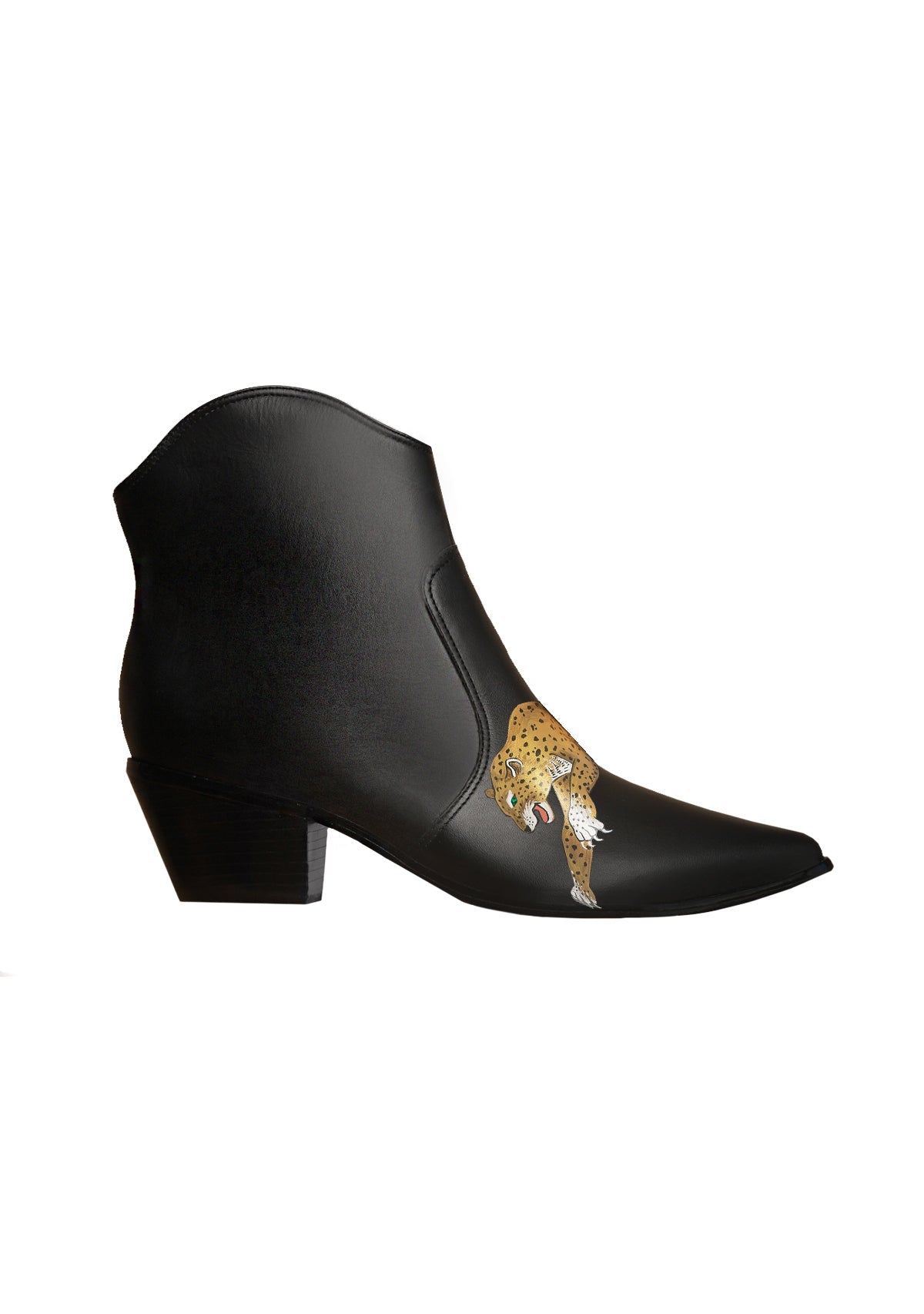 Leopard Black Cowboy Boot - ALEPEL