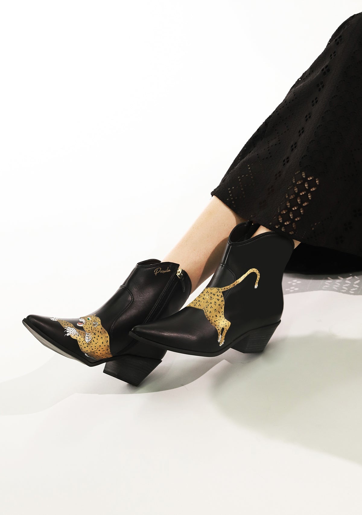 Leopard Black Cowboy Boot - ALEPEL