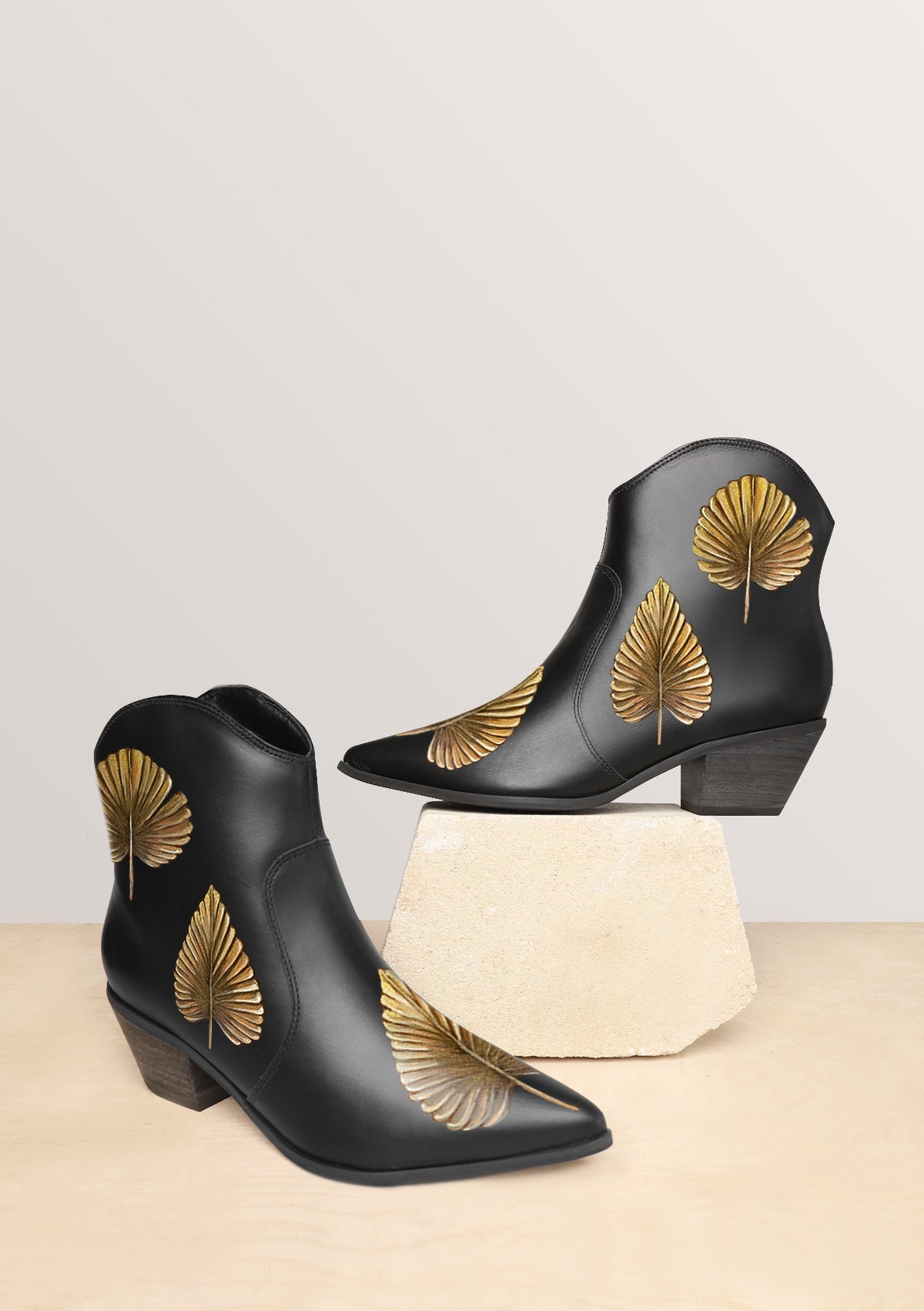 Pampa Leaves Black Cowboy Boot - ALEPEL