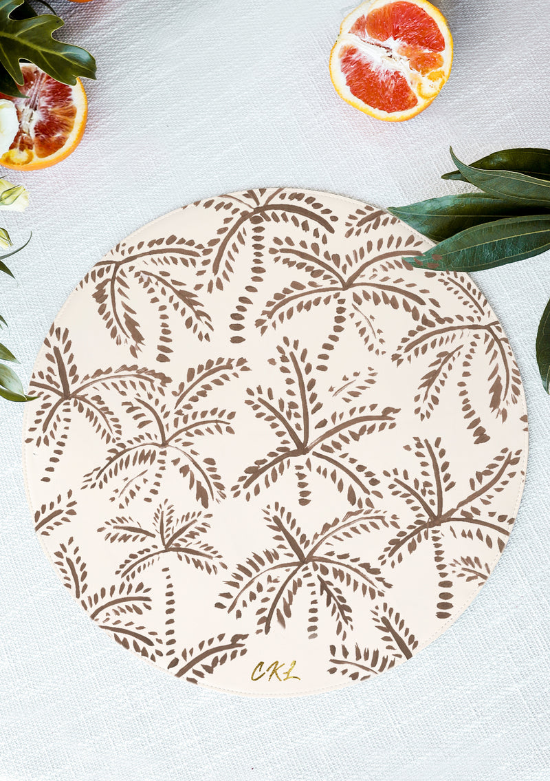 Taupe Abstract Palms Beige Placemat Set