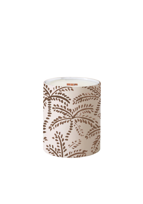 Taupe Abstract Palms Beige Candle