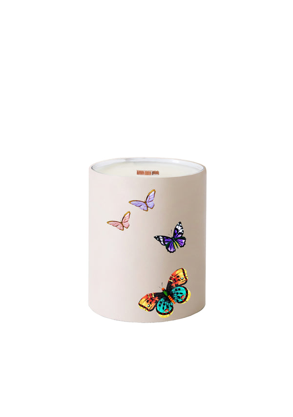Butterflies Beige Candle