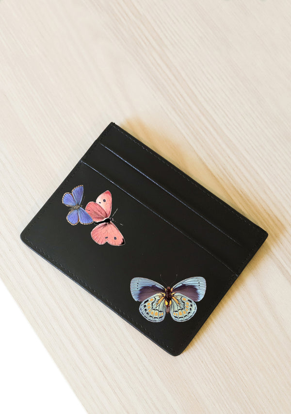 Multicolor Butterflies Leather Cardholder