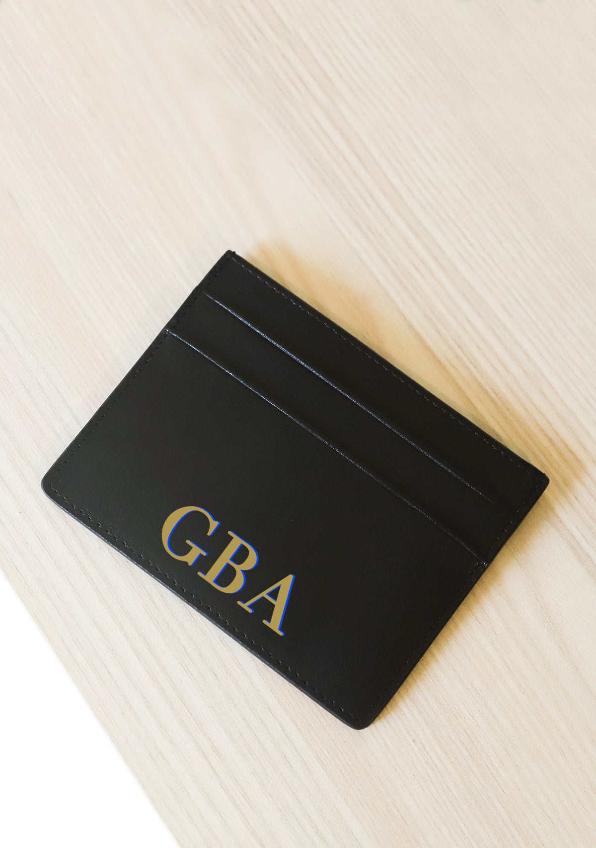 Simply You Monogram Black Leather Cardholder