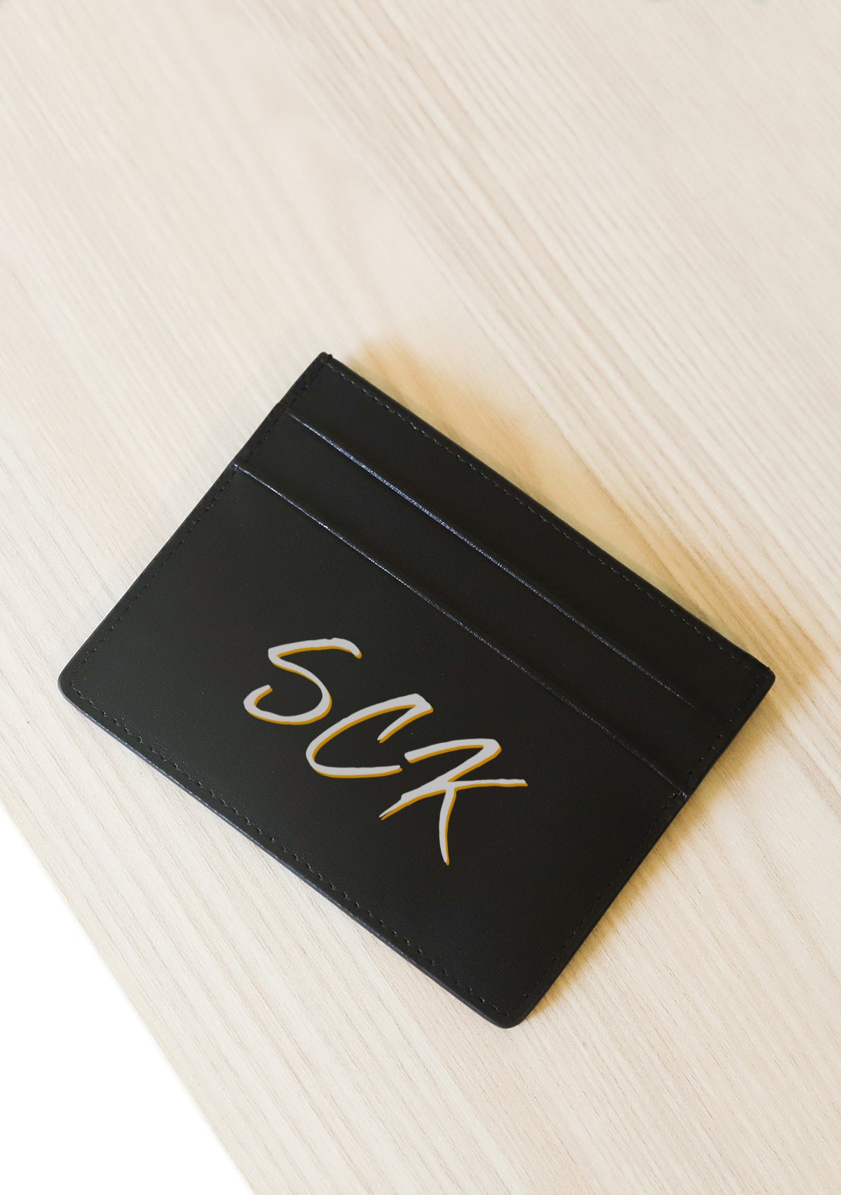 Simply You Monogram Black Leather Cardholder