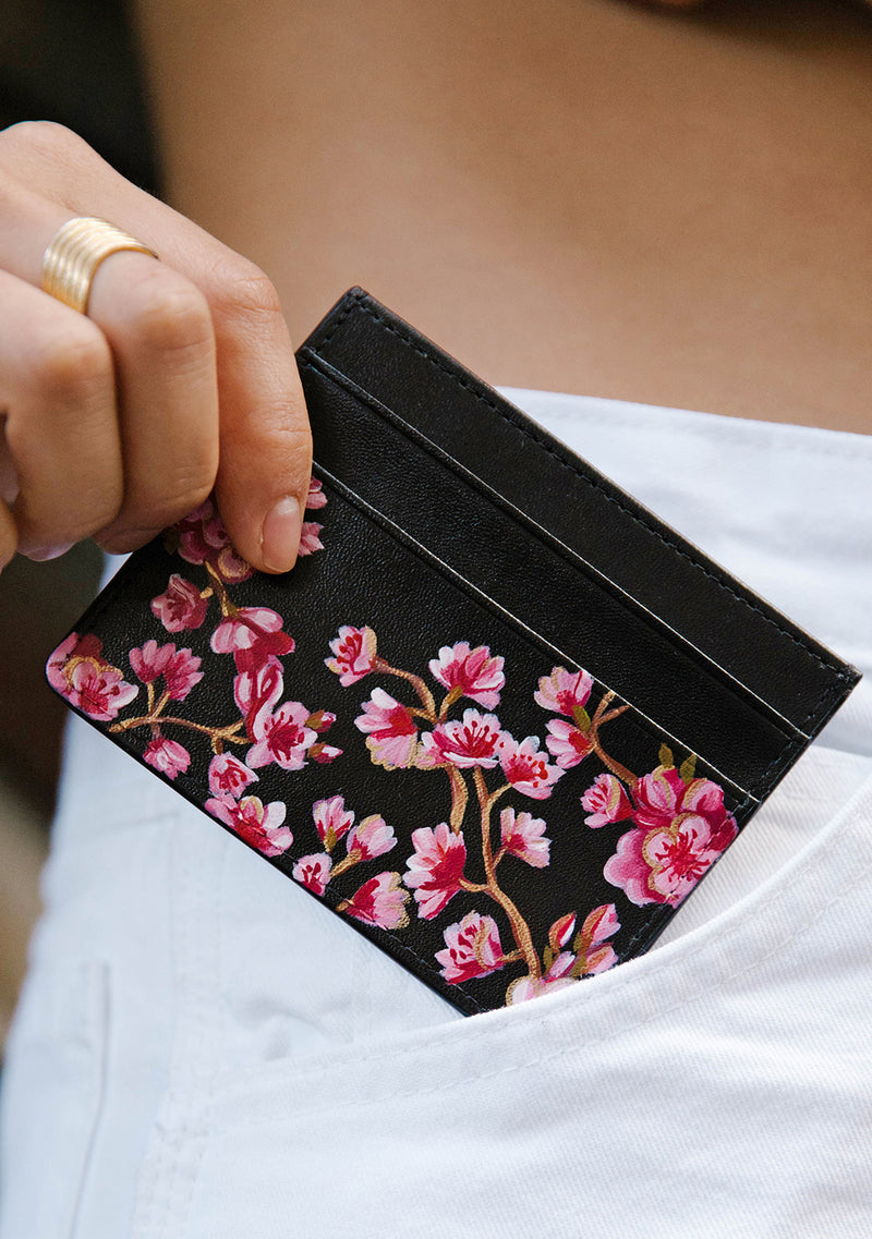 Cherry Blossom Black Cardholder